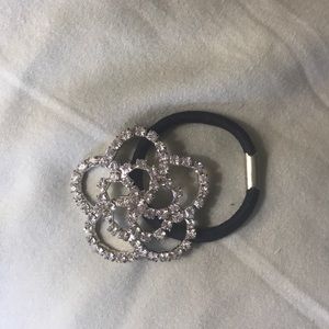 Rhinestone flower embellished hairtie